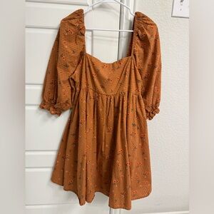 Altar’d State Floral Babydoll Dress Burnt Orange Size Large